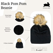 Baby/kid’s Pom Beanie | Black Beanie Bamboo/cotton 8