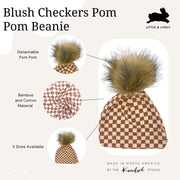 Baby/kid’s Pom Beanie | Blush Checkers Beanie Bamboo/cotton 4