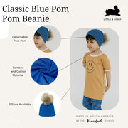 Baby/kid’s Pom Beanie | Classic Blue Beanie Bamboo/cotton 9