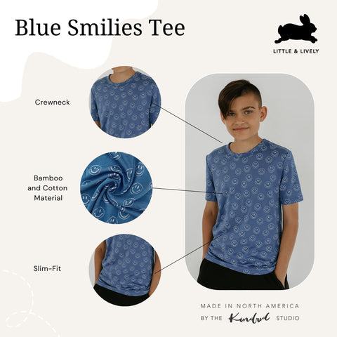 Baby/kid’s/youth All-over Print Slim-fit T-shirt | Blue Smilies Kid’s