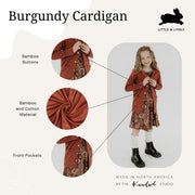 Baby/kid’s/youth Cardigan | Burgundy Kid’s Bamboo/cotton 12