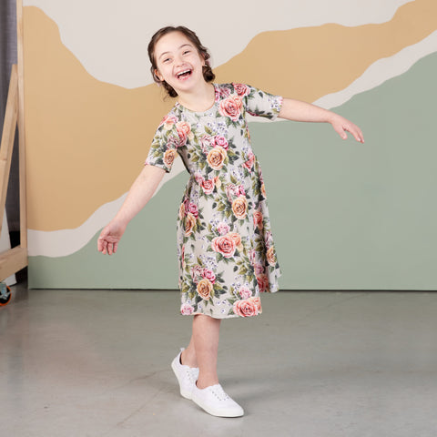 Baby/kid’s/youth Daphne Dress | Antique Floral Girl’s Bamboo/cotton 5