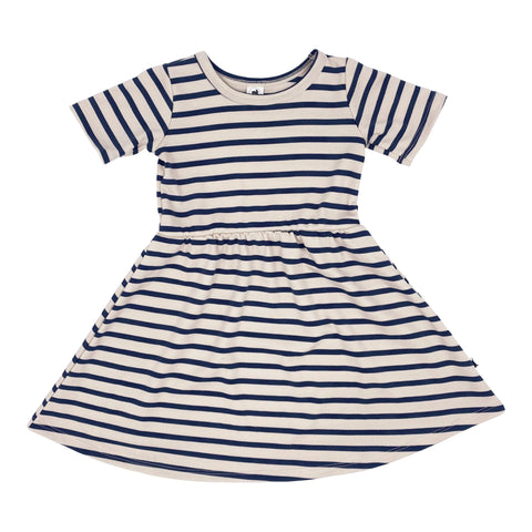 Baby/kid’s/youth Daphne Dress | Navy Stripe Girl’s Bamboo/cotton 1