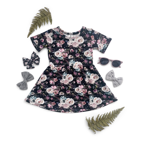 Baby/kid’s/youth Daphne Dress | Watercolour Floral Girl’s Bamboo/cotton 8