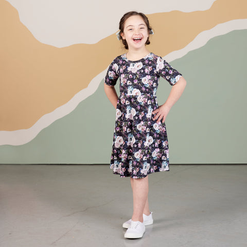 Baby/kid’s/youth Daphne Dress | Watercolour Floral Girl’s Bamboo/cotton 4