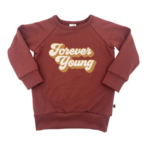 Baby/kid’s/youth Fleece-lined ’forever Young’ Pullover | Burgundy Kid’s