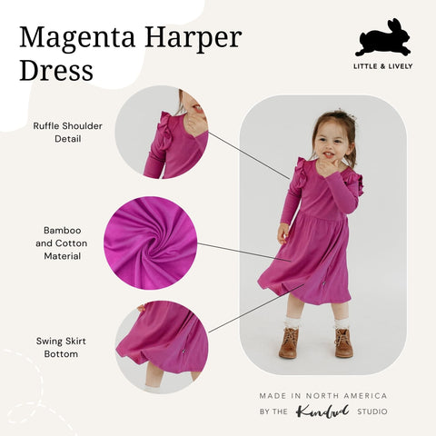 Baby/kids/youth Harper Dress | Magenta Girl’s Bamboo/cotton 6