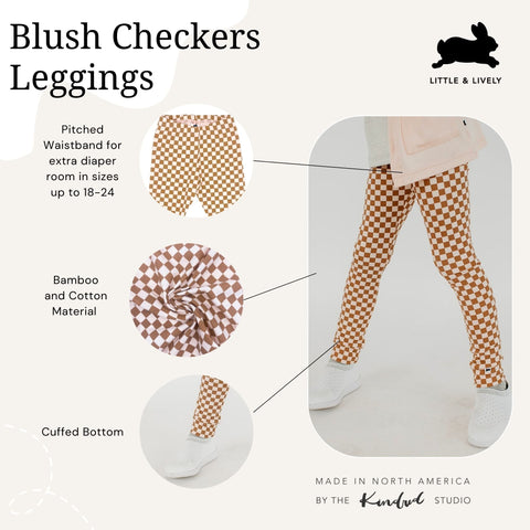 Baby/kid’s/youth Leggings | Blush Checkers Leggings Bamboo/cotton 9