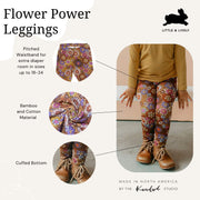 Baby/kid’s/youth Leggings | Flower Power Leggings Bamboo/cotton 11