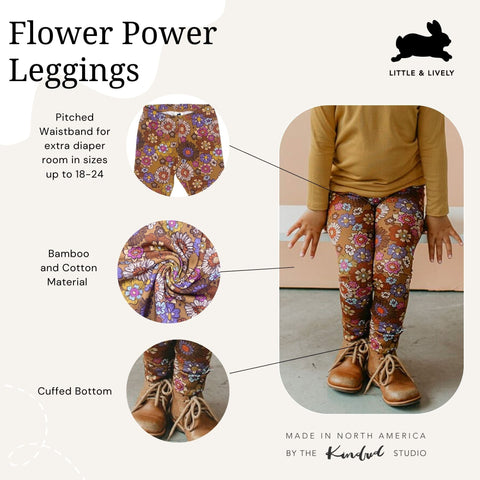 Baby/kid’s/youth Leggings | Flower Power Leggings Bamboo/cotton 11