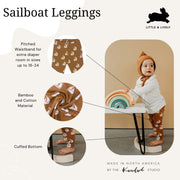 Baby/kid’s/youth Leggings | Sailboats Leggings Bamboo/cotton 10