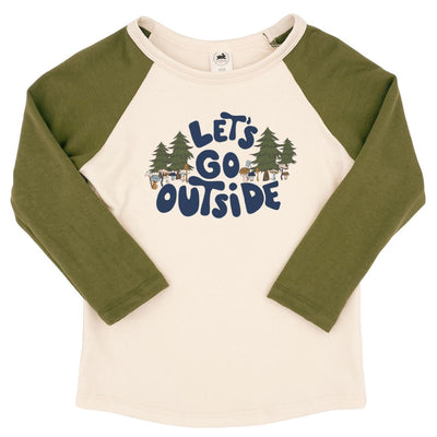 Baby/kid’s/youth ’let’s Go Outside’ Baseball Raglan Shirt | Cream & Olive Kid’s
