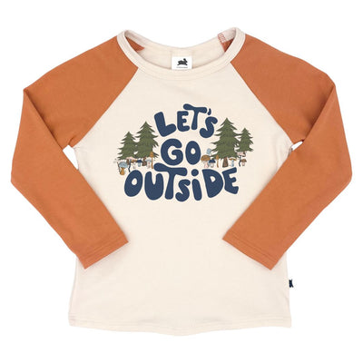 Baby/kid’s/youth ’lets Go Outside’ Baseball Raglan Shirt | Cream & Orange Kid’s