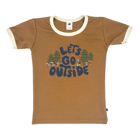 Baby/kid’s/youth ’let’s Go Outside’ Ringer Slim-fit T-shirt | Caramel Kid’s