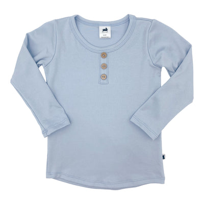 Baby/kid’s/youth Long Sleeve Henley | Powder Blue Kid’s Bamboo/cotton 1
