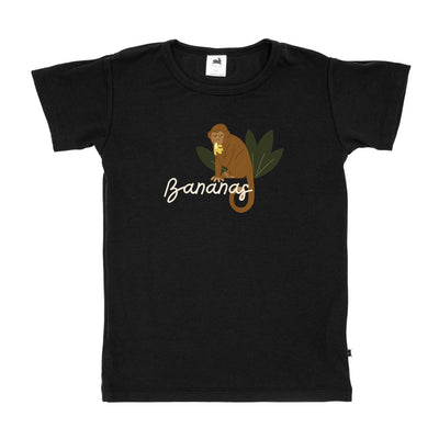 Baby/kid’s/youth ’monkey’ Slim-fit T-shirt | Black Kid’s Bamboo/cotton 1