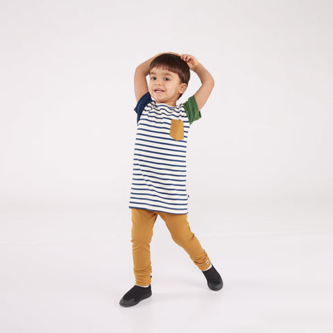 Baby/kid’s/youth Pocket Slim-fit T-shirt | Navy Stripe Kid’s Bamboo/cotton 3
