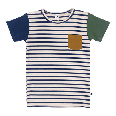 Baby/kid’s/youth Pocket Slim-fit T-shirt | Navy Stripe Kid’s Bamboo/cotton 1