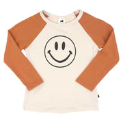 Baby/kid’s/youth ’smiley’ Baseball Raglan Shirt | Cream & Orange Kid’s T-shirt