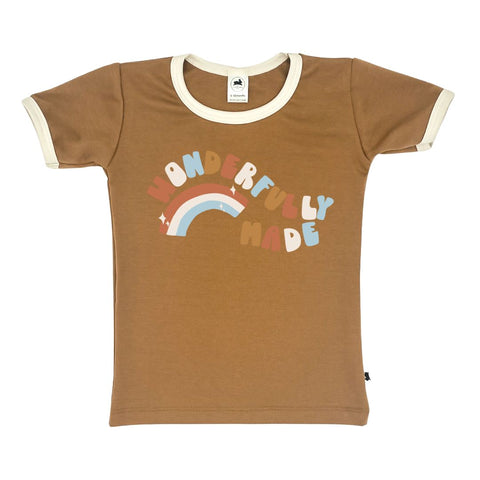 Baby/kid’s/youth ’wonderfully Made’ Ringer Slim-fit T-shirt | Caramel Kid’s