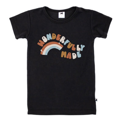 Baby/kid’s/youth ’wonderfully Made’ Slim-fit T-shirt | Black Kid’s Bamboo/cotton