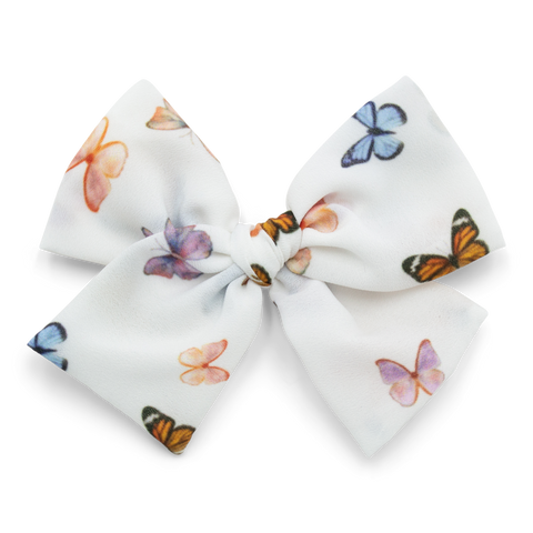 Butterflies On White | Midi Bow Bamboo/cotton 1