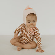 Long Sleeve Baby Onesie | Blush Checkers Bamboo/cotton 3