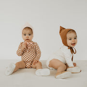 Long Sleeve Baby Onesie | Blush Checkers Bamboo/cotton 5