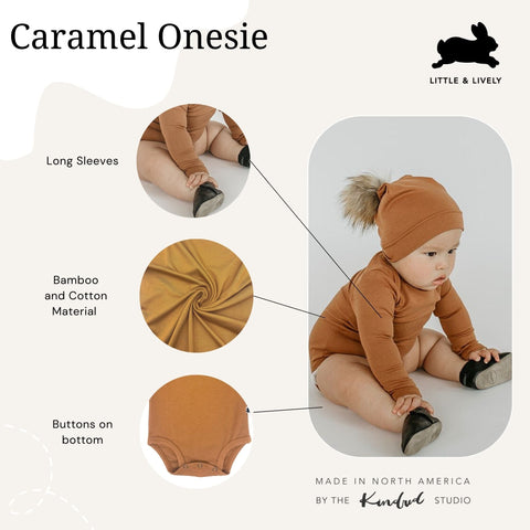 Long Sleeve Baby Onesie | Caramel Bamboo/cotton 5