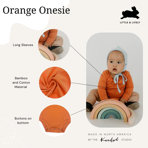 Long Sleeve Baby Onesie | Orange Bamboo/cotton 6