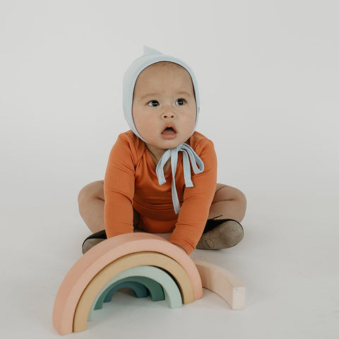 Long Sleeve Baby Onesie | Orange Bamboo/cotton 2